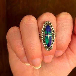 Vintage Sterling Silver Azurite Malachite Ring